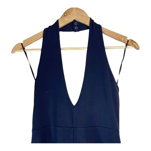 Susana Monaco Sleeveless Halter Neck Wide Leg Jumpsuit - Midnight Blue NWT - Picture 3 of 6